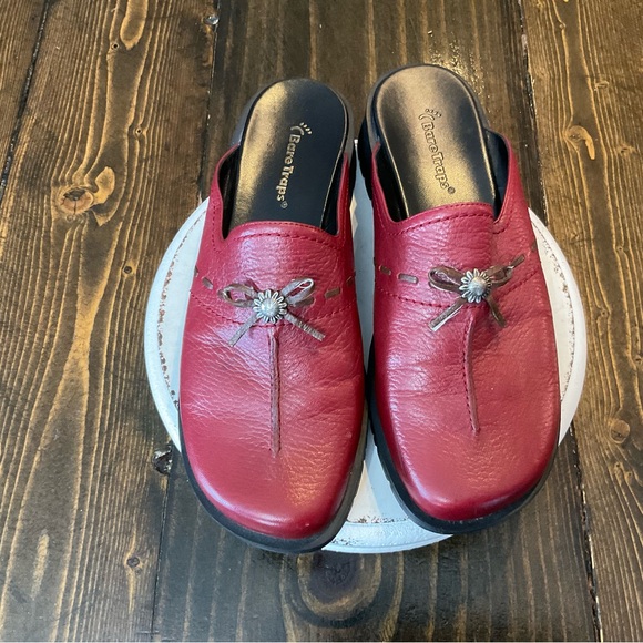 BareTraps Shoes - BareTraps Red Mules with Metallic Accent